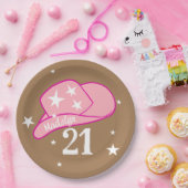 Assiettes En Carton Fille Casquette occidentale moderne Fille rose 21e (Fête)