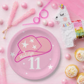 Assiettes En Carton Fille Casquette occidentale rose moderne 11e anniv (Fête)