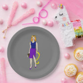 Assiettes En Carton fille chat (Fête)