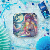 Assiettes En Carton Fille d'anime chantant clair de lune pixie mermaid (Fête)