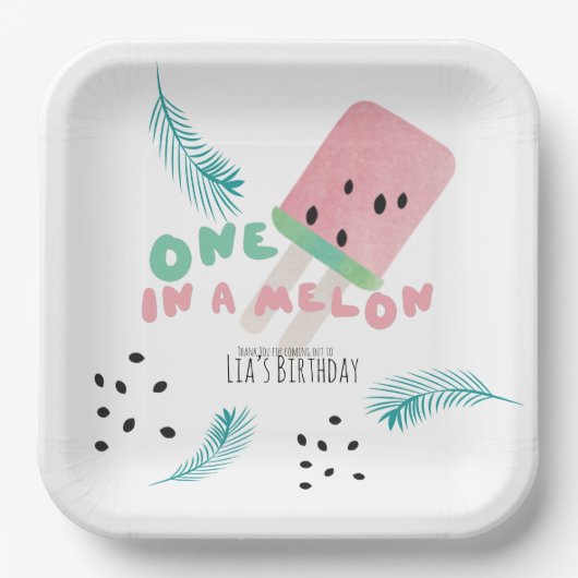 Assiettes En Carton Fille d'anniversaire à la pastèque / Une pastèque  (Recto)