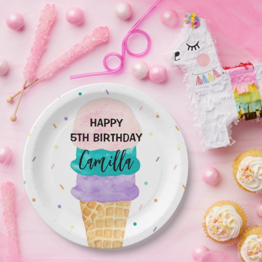 Assiettes En Carton Fille d'anniversaire Ice Cream Cone Party (Fête)