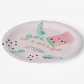 Assiettes En Carton Fille d'anniversaire pastèque / Une pastèque rose (Angle)