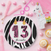Assiettes En Carton Fille de 13 ans Zebra Stripe rose tendance Anniver (Fête)