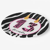 Assiettes En Carton Fille de 13 ans Zebra Stripe rose tendance Anniver (Angle)