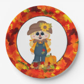 Assiettes En Carton Fille de chute épouvantail Fête saisonnière plaque (Devant)
