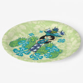 Assiettes En Carton Fille de danse polynésienne hawaïenne de Luau (Angle)
