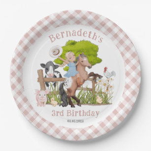 Assiettes En Carton Fille de ferme mignonne Anniversaire I Baby shower