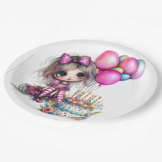 Assiettes En Carton Fille de fête (Angle)