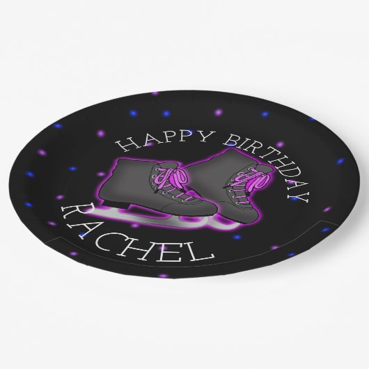 Assiettes En Carton Fille de patinage sur glace fête d'anniversaire (Angle)