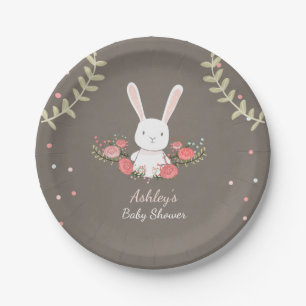Assiettes En Carton Fille de rose de région boisée de baby shower de