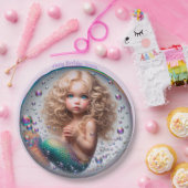 Assiettes En Carton Fille de sirène blonde (Fête)