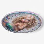 Assiettes En Carton Fille de sirène blonde (Angle)