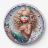 Assiettes En Carton Fille de sirène blonde (Devant)