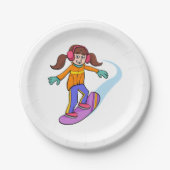 Assiettes En Carton Fille de snowboard (Devant)