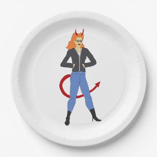 Assiettes En Carton fille diable (Devant)