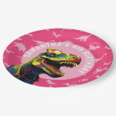 Assiettes En Carton Fille Dinosaur fête d'anniversaire (Angle)