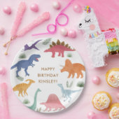 Assiettes En Carton Fille Dinosaur fête d'anniversaire (Fête)