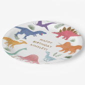 Assiettes En Carton Fille Dinosaur fête d'anniversaire (Angle)