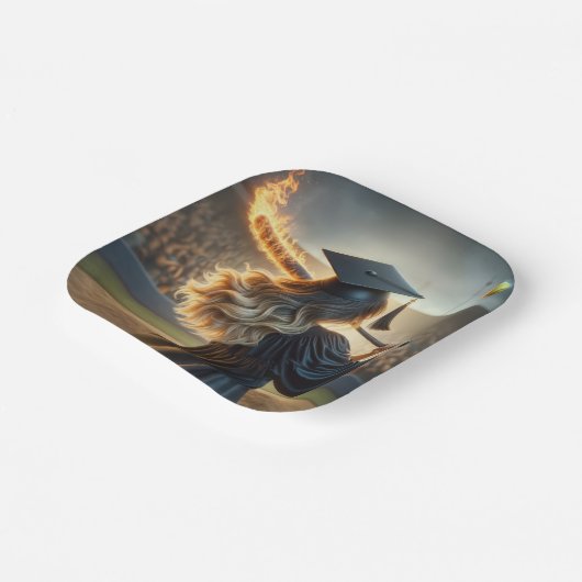 Assiettes En Carton Fille diplômée en train de chanter une chauve-sour (Angulaire)