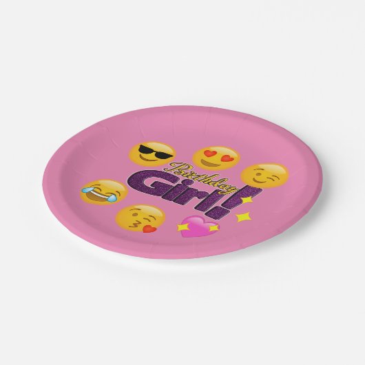 Assiettes En Carton Fille Emoji d'anniversaire (Angle)