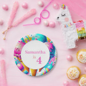 Assiettes En Carton Fille fête d'anniversaire de crème glacée (Fête)