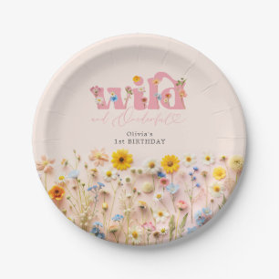 Assiettes En Carton Fille fleur sauvage 1er anniversaire