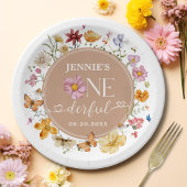 Assiettes En Carton Fille Fleur sauvage Onederful 1er anniversaire fêt