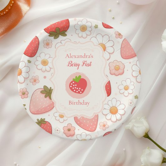 Assiettes En Carton Fille fraise Berry 1er anniversaire fête
