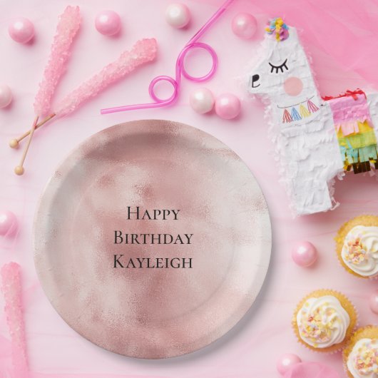 Assiettes En Carton Fille Glam Blush rose Anniversaire (Fête)