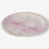 Assiettes En Carton Fille Glam rose Parties scintillant blanche étince (Angle)