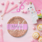 Assiettes En Carton Fille Glam rose Pêche or Parties scintillant Nom d (Fête)