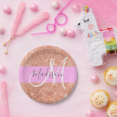 Assiettes En Carton Fille Glam rose Pêche or Parties scintillant Nom d (Fête)