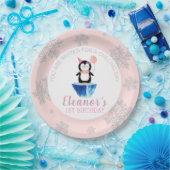 Assiettes En Carton Fille hiver mignon Penguin rose Anniversaire (Fête)