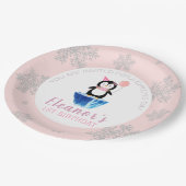 Assiettes En Carton Fille hiver mignon Penguin rose Anniversaire (Angle)