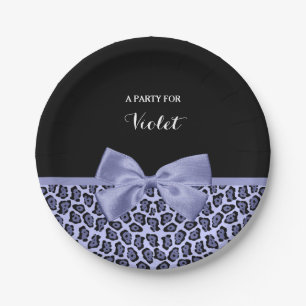 Assiettes En Carton Fille Jaguar violet Imprimer Lavande Bow avec nom