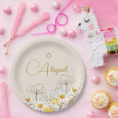 Assiettes En Carton Fille juive Baby Naming Aquarelle Fleurs de champ (Fête)
