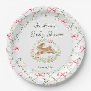 Assiettes En Carton Fille Lapin Fleur Rose Baby Shower
