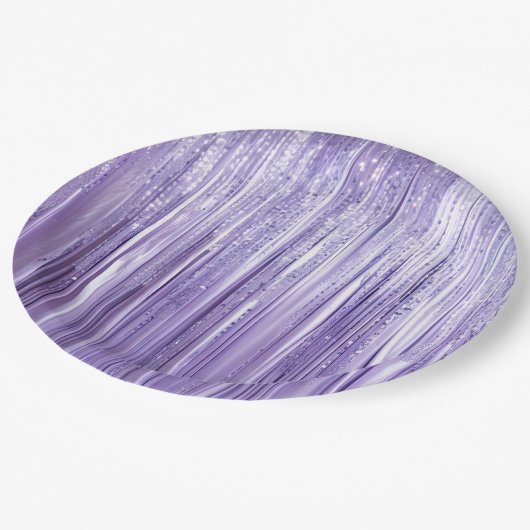 Assiettes En Carton Fille Lavande Violet Glam Tinsel Grilles (Angle)