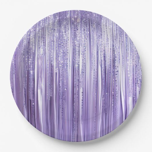 Assiettes En Carton Fille Lavande Violet Glam Tinsel Grilles (Devant)