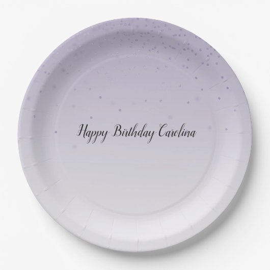 Assiettes En Carton Fille Lilac Violet Confetti Glam Ombre (Devant)