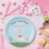 Assiettes En Carton Fille Llama Floral Cactus fête d'anniversaire (Fête)