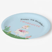 Assiettes En Carton Fille Llama Floral Cactus fête d'anniversaire (Angle)