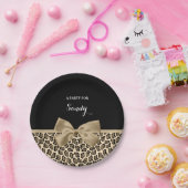 Assiettes En Carton Fille Lumière Brown Jaguar mignonne Bow Brown avec (Fête)