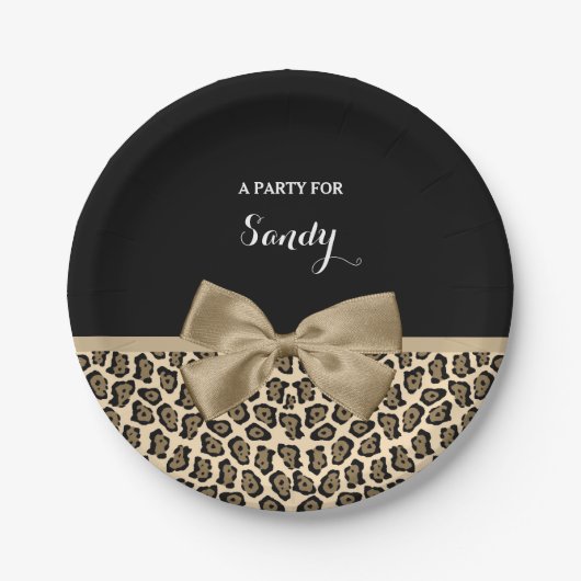 Assiettes En Carton Fille Lumière Brown Jaguar mignonne Bow Brown avec (Devant)