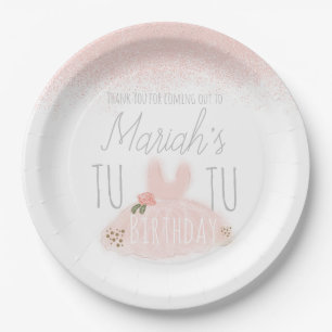 Assiettes En Carton Fille Minimal Tutu Anniversaire Deux Ans Paillette