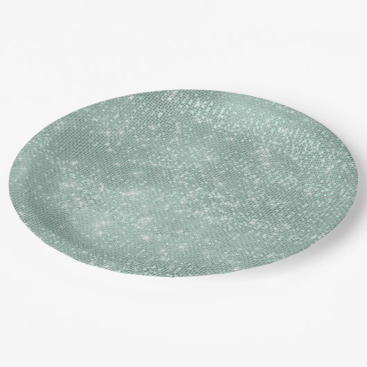 Assiettes En Carton Fille Mint Glitzy Sparkle (Angle)