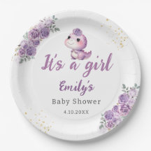 Fille moderne boho aquarelle dinosaure floral viol