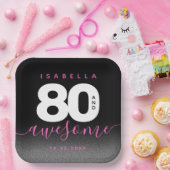 Assiettes En Carton Fille moderne rose 80 et stupéfiant (Fête)