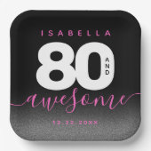 Assiettes En Carton Fille moderne rose 80 et stupéfiant (Recto)